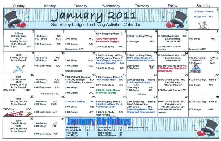 nursing home activity calendar template