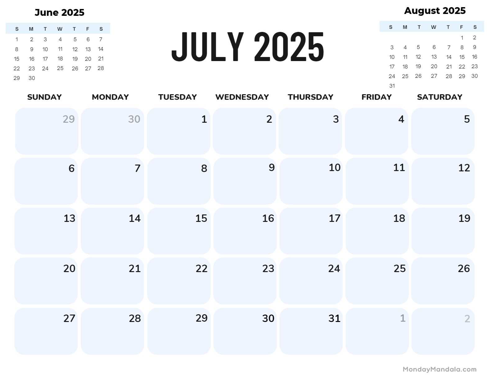 calendar template july 2026