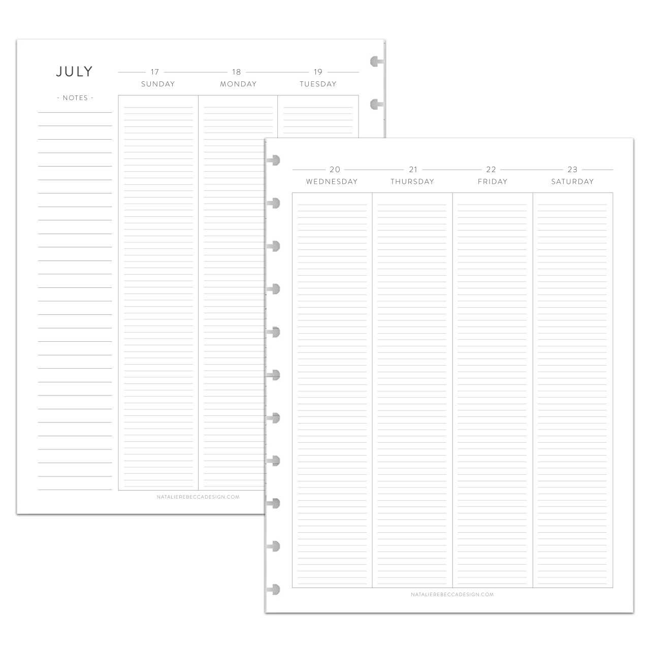 lined calendar template