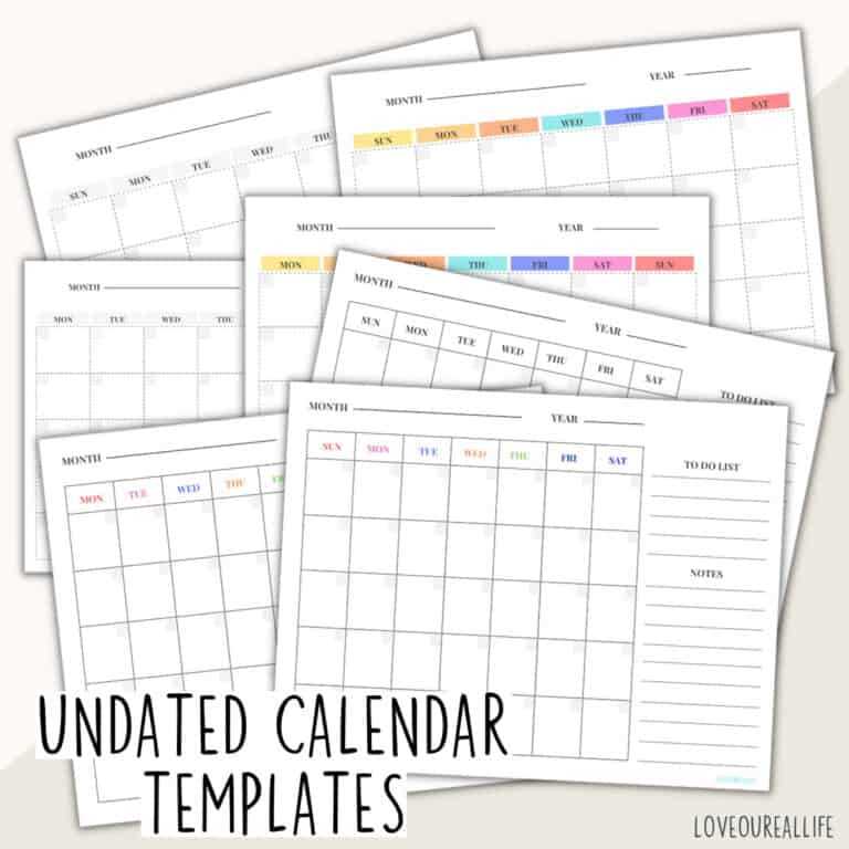 45 day calendar template