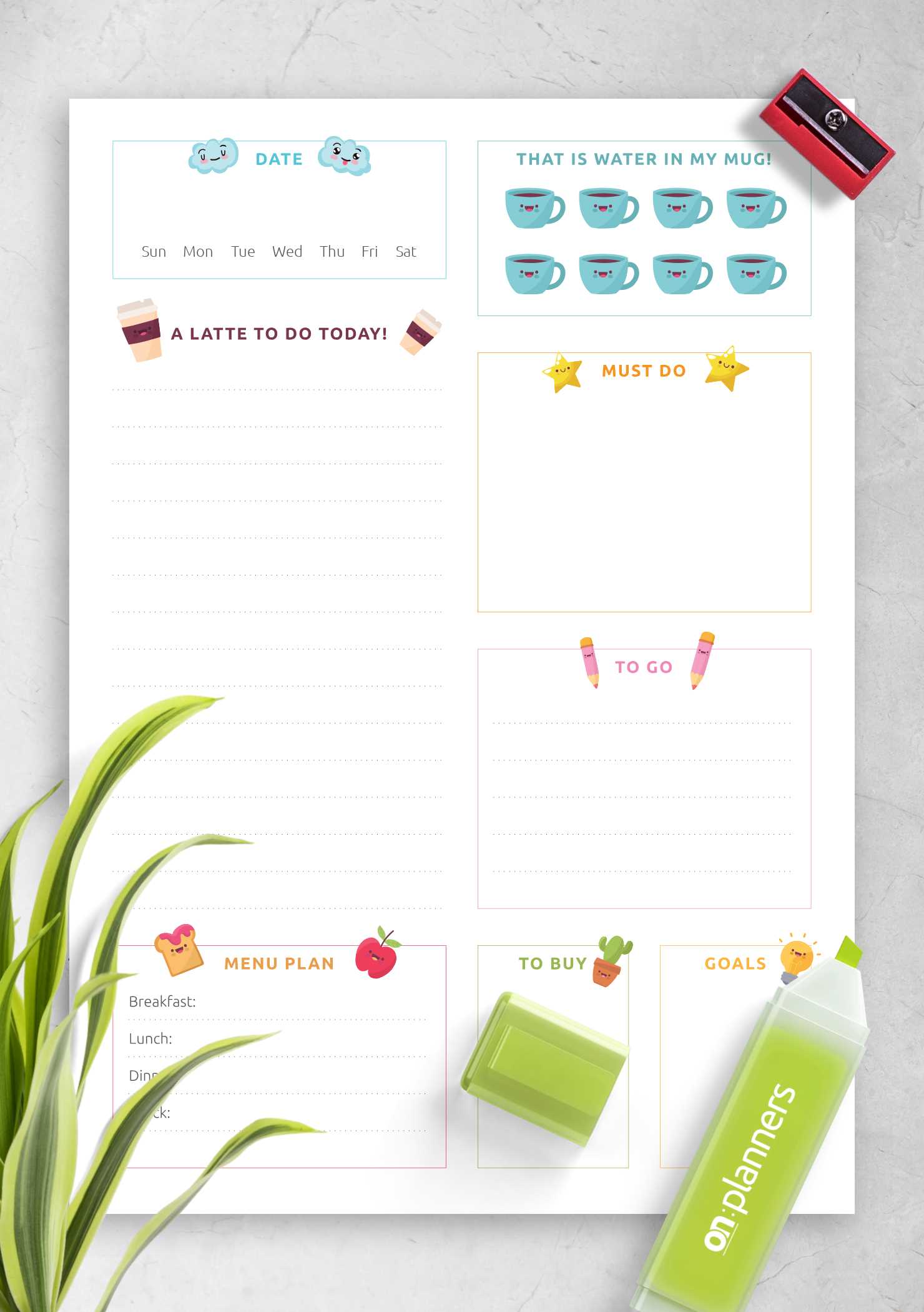 cute daily calendar template