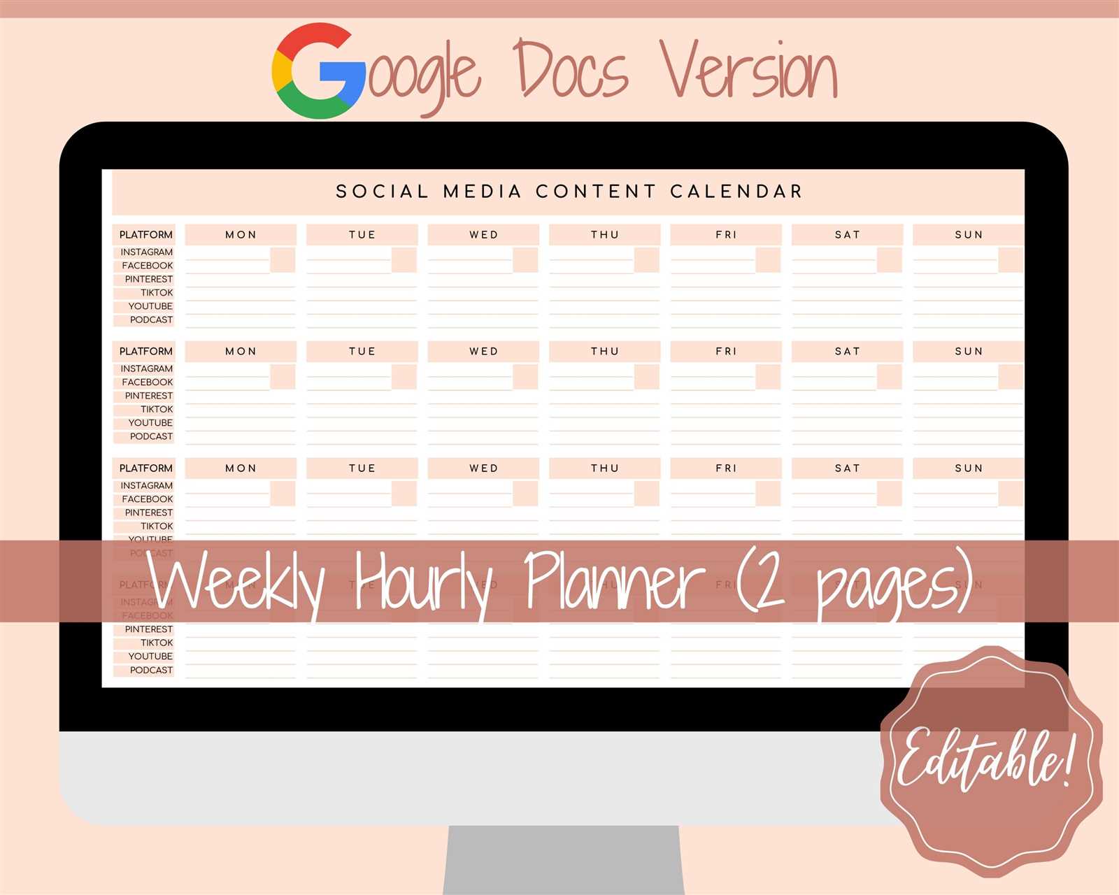 youtube content calendar template