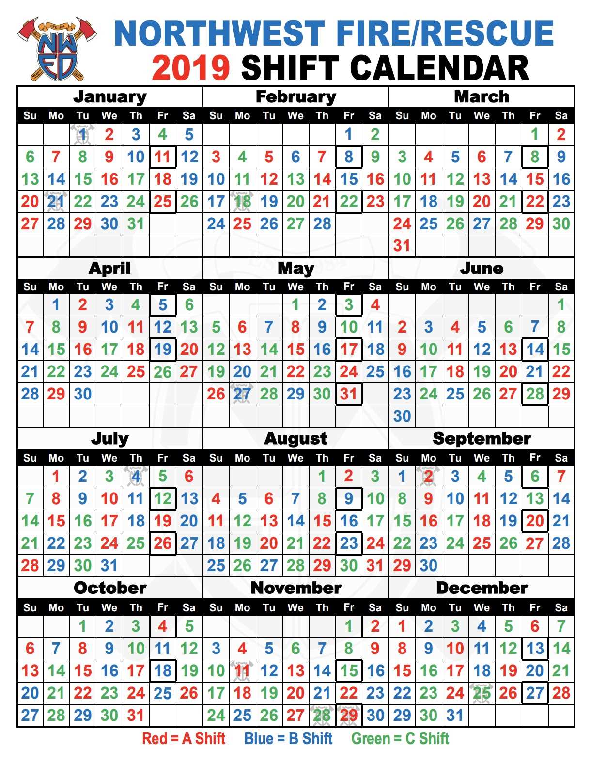 firefighter shift calendar template