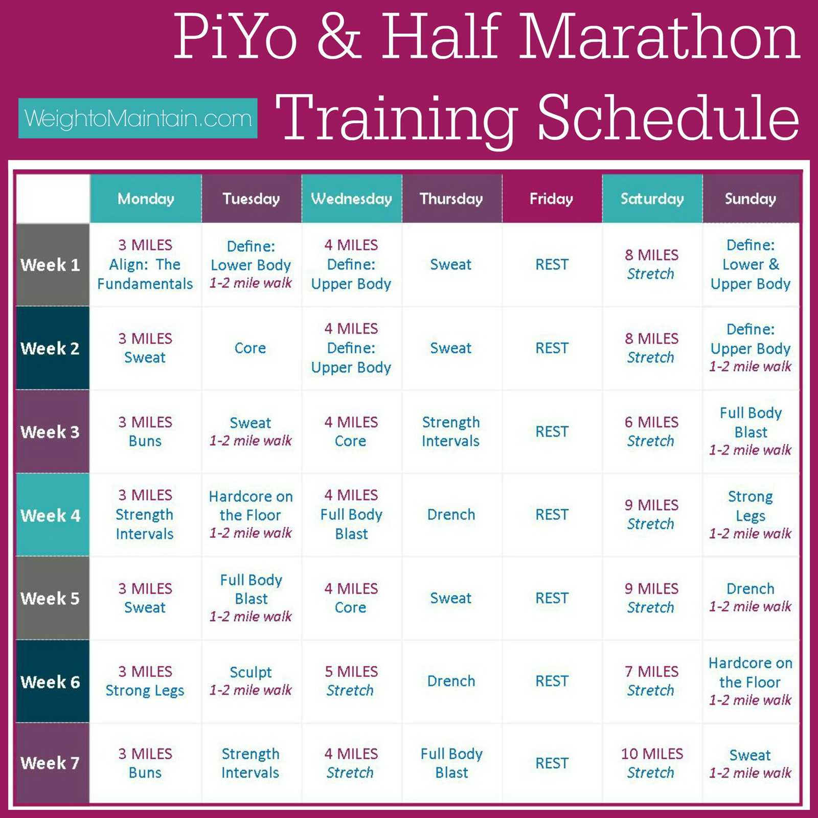 half marathon training calendar template