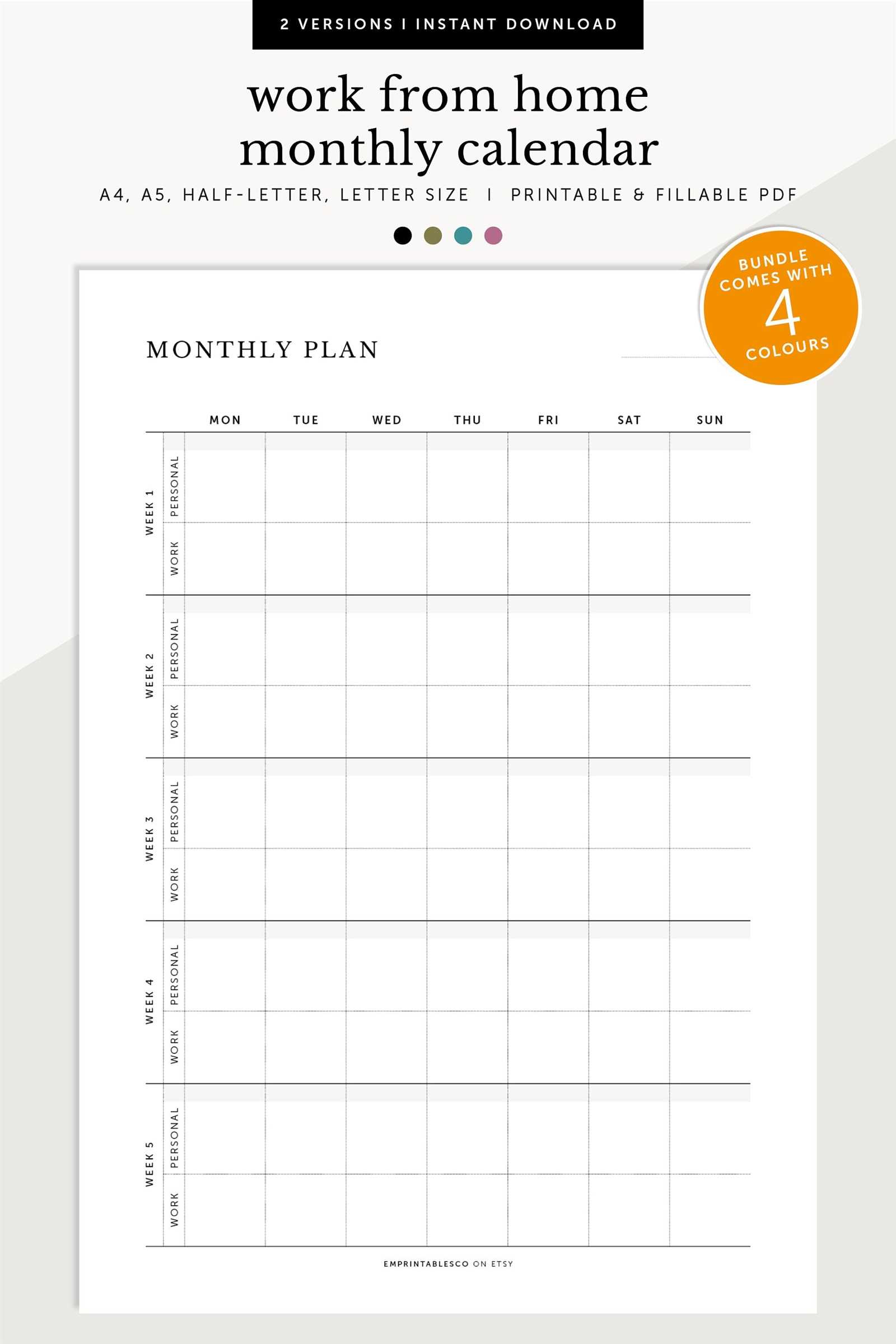 home calendar template