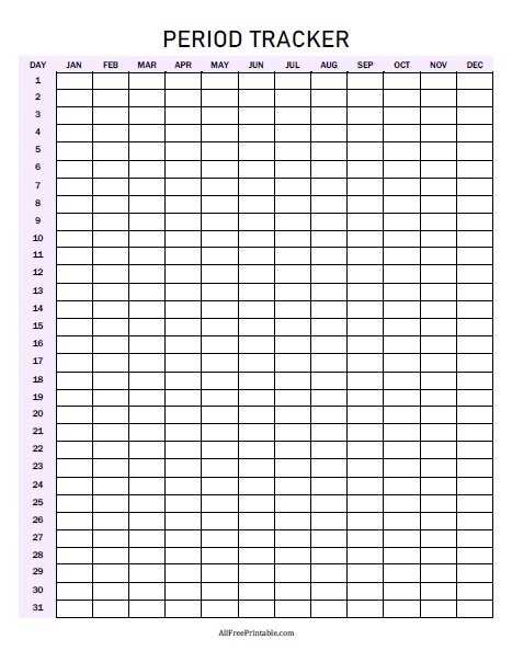 menstrual calendar template