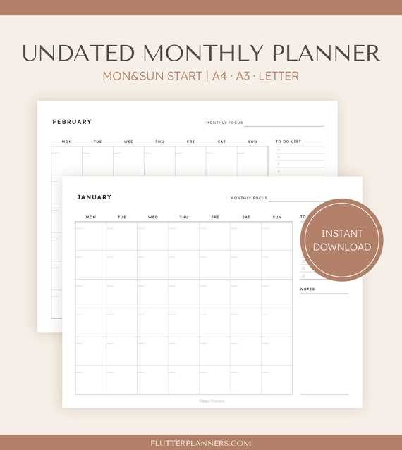 large monthly calendar template