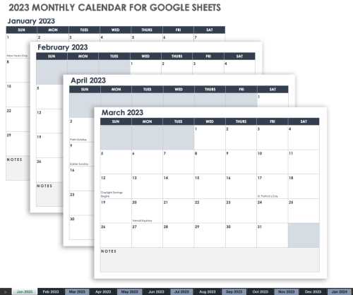 sheets monthly calendar template