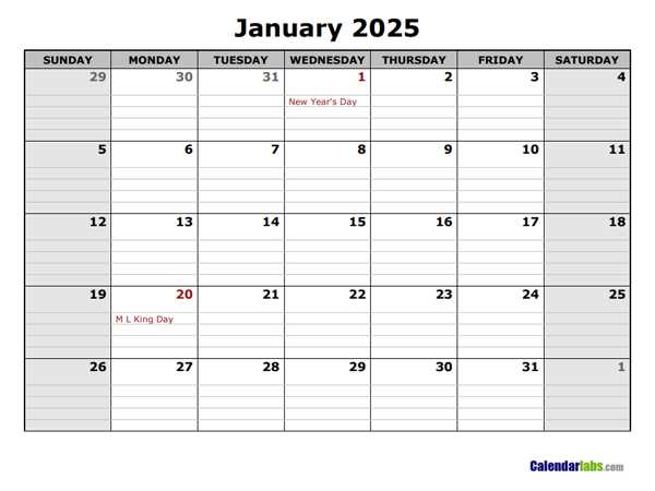 2025 calendar template landscape