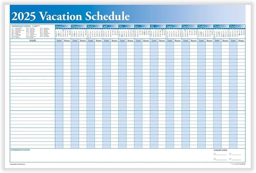 staff vacation calendar template 2025