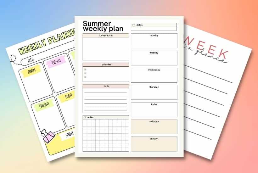 summer planning calendar template