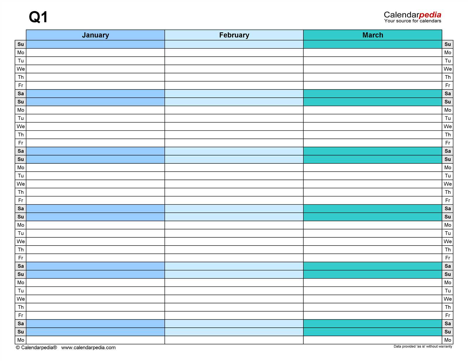 printable 3 month calendar template