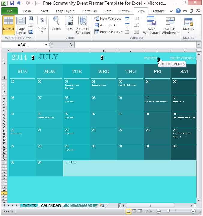 event schedule calendar template