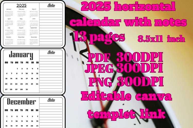 calendar notes template 2025