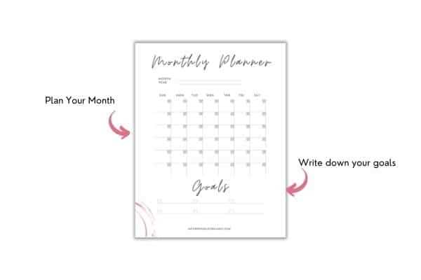 goal calendar template