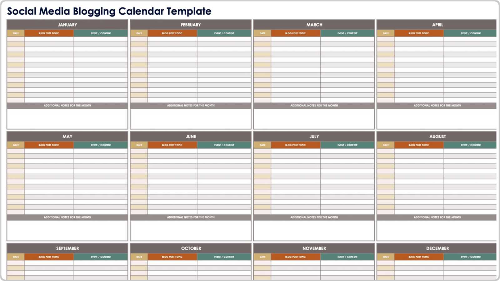 social media campaign calendar template