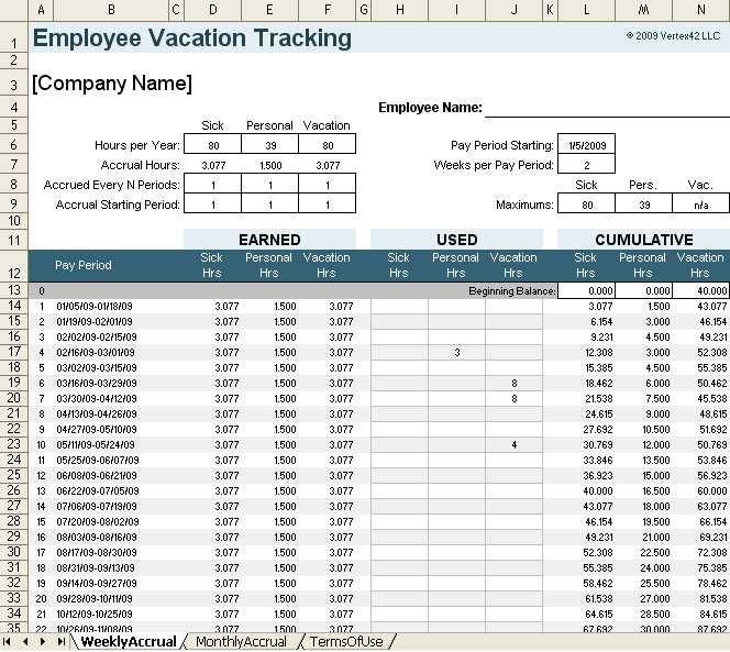 staff vacation calendar template