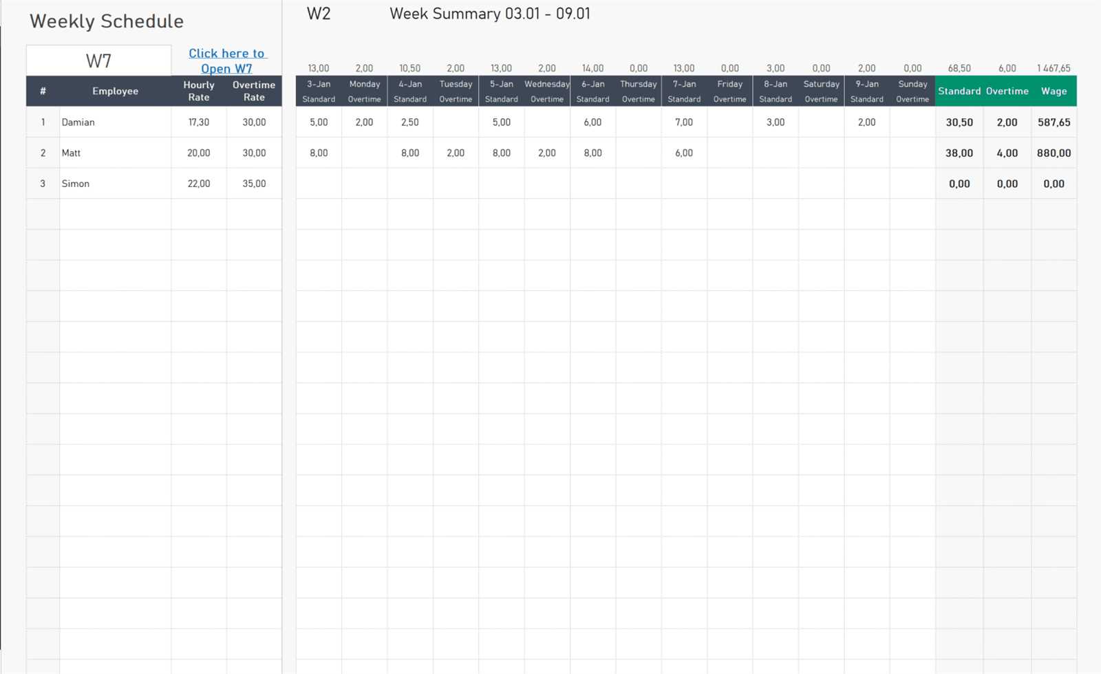 hourly schedule calendar template