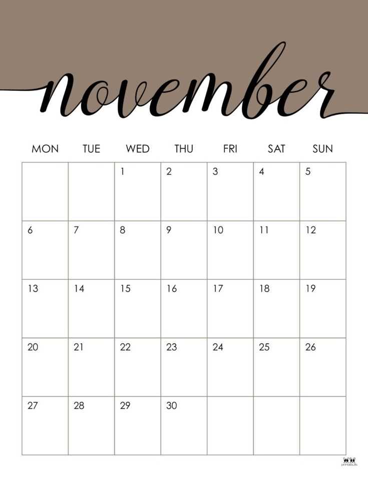 calendar template november