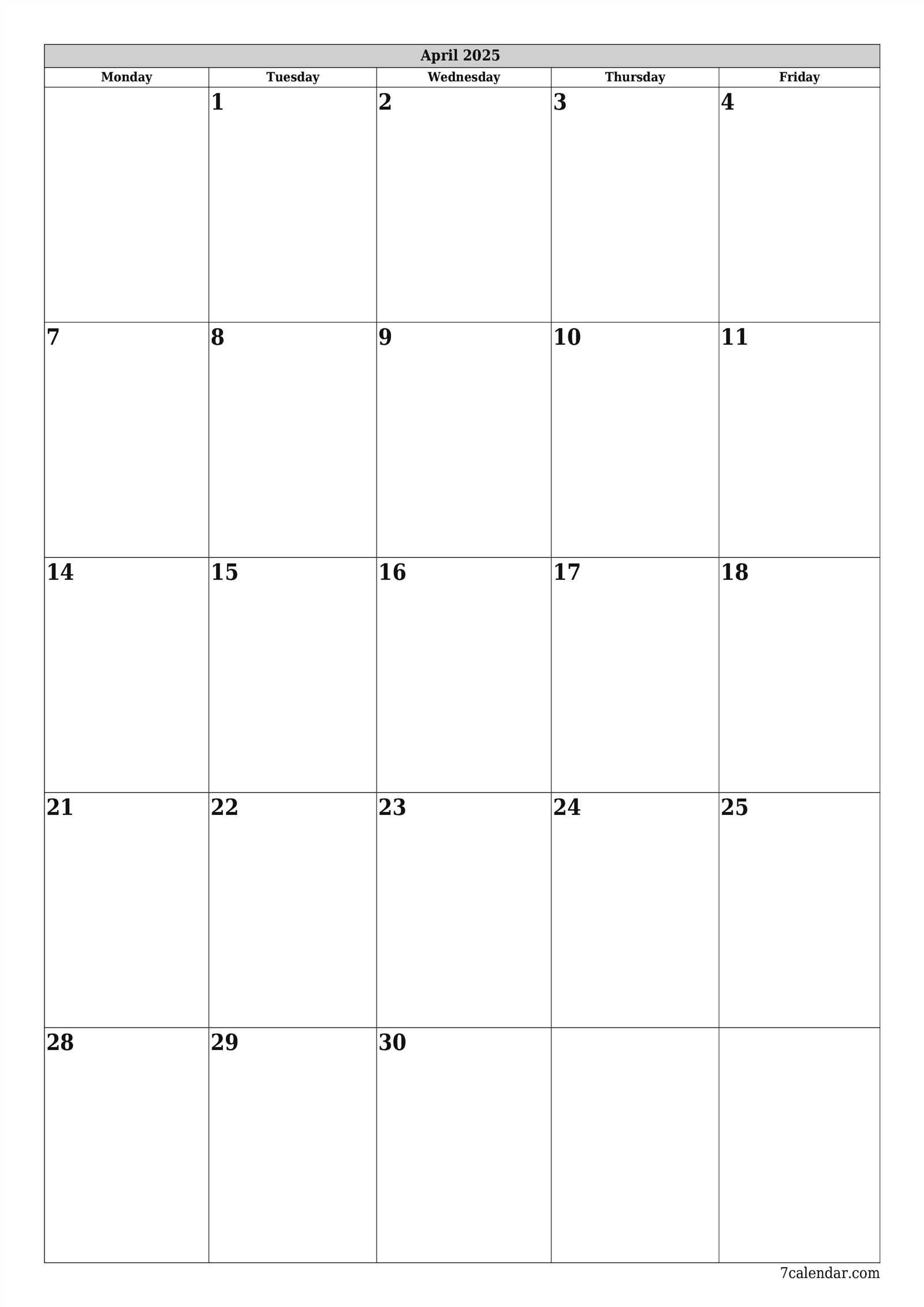 calendar template april 2025