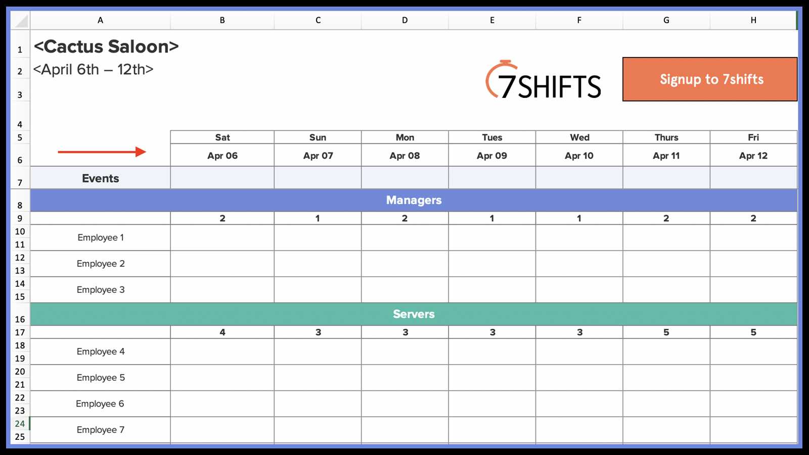 catering calendar template