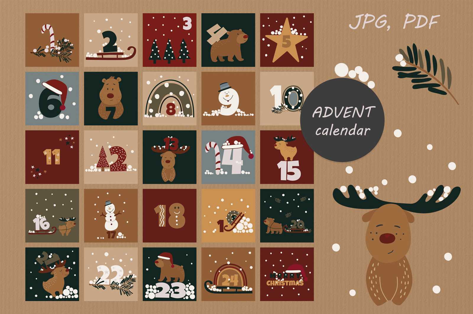 advent calendar digital template