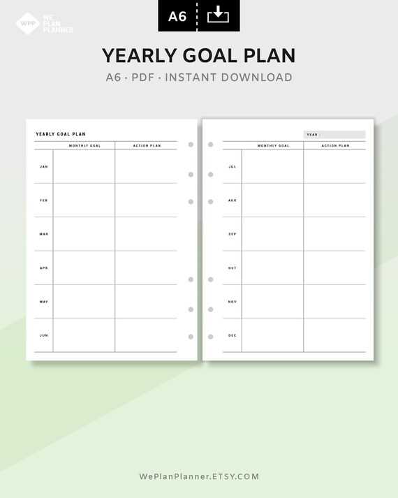 goal calendar template