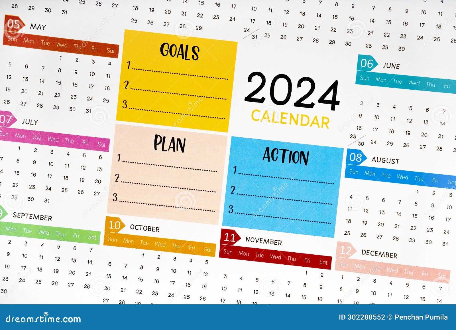 time and action calendar template