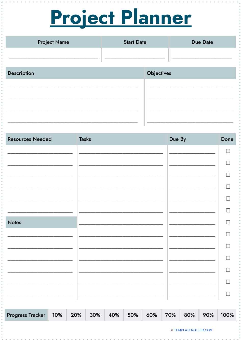 project planning calendar template