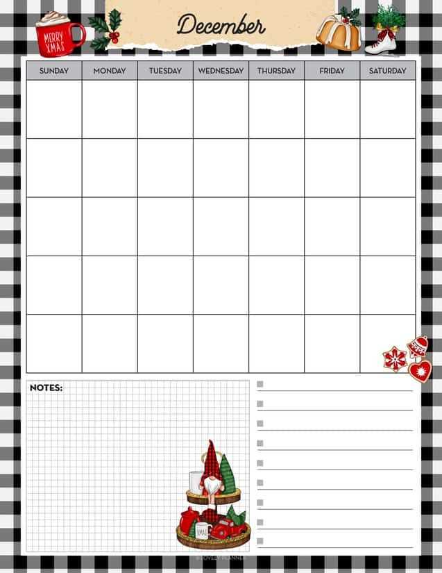 christmas calendar template