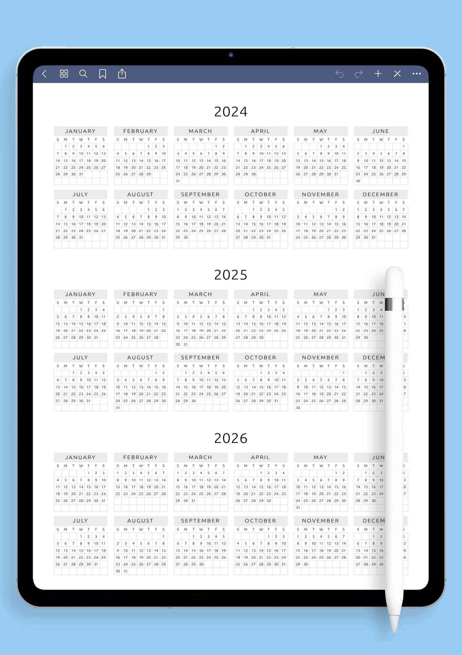 calendar template year